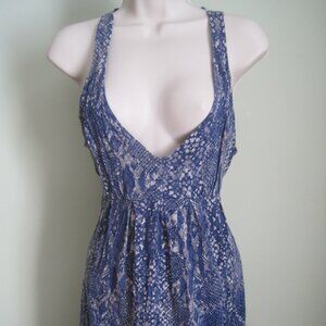 DKNY Jeans Blue Grey Sleeveless Top Women's size Large Animal Floral Mixed Print